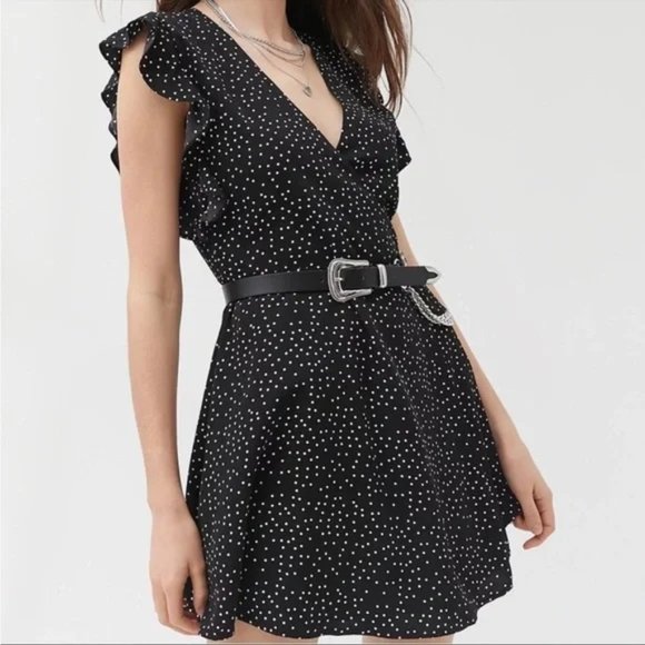 Urban Outfitters Josey Polka Dot Mini Wrap Dress Sz XL - Picture 16 of 16